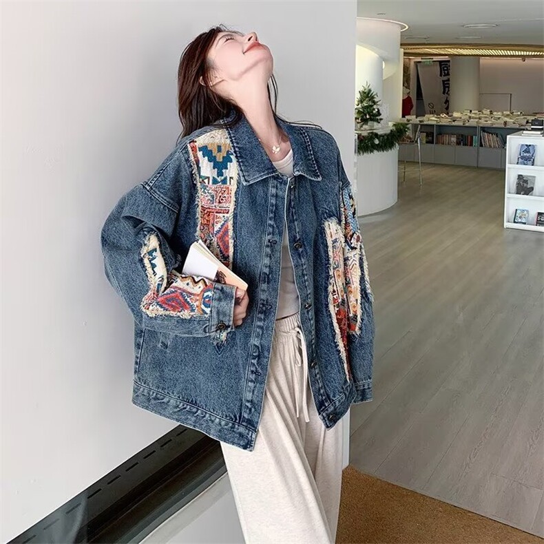 2025秋季新款牛仔外套男女短款百搭印花开衫翻领夹克上衣，男装工装外套，星座410-6（原星座1304-1）