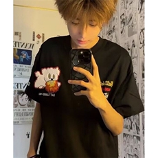 时尚潮流小狗刺绣魔术贴短袖T恤男女潮2025半袖上衣TW37，男装T恤，星座1116A（原606A-3）