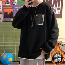 货足支持各种活动7XL-M港风加绒卫衣男2023冬季新款加绒加厚大码,男装卫衣,钱塘717(原712)