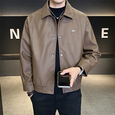 加绒加厚皮衣男秋冬季2025新款潮牌机车皮夹克A313-PY9081-P145，男装皮衣，电商A313