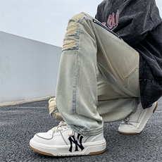 B221美式ins高街暗黑小众拉链破洞牛仔裤LK23052-P65控88，男装牛仔裤，电商B221