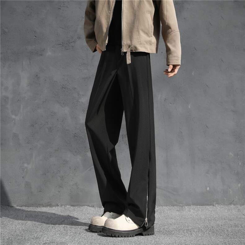 GX5364P45日系港风宽松直筒拉链开叉休闲裤秋冬厚款垂感小西裤，男装西裤，星座1108-5