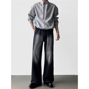 美式牛仔裤男款春秋季垂感百搭阔腿裤休闲宽松直筒裤NA408，男装牛仔裤，星座208-5