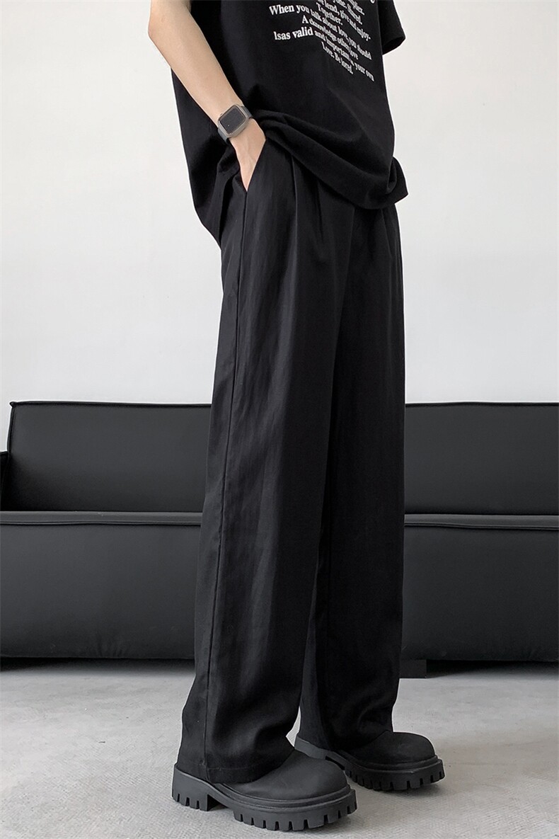 8XL-M特大码亚麻阔腿裤男夏棉麻西装裤垂感冰丝裤K981P68,男装西裤,电商D206-1