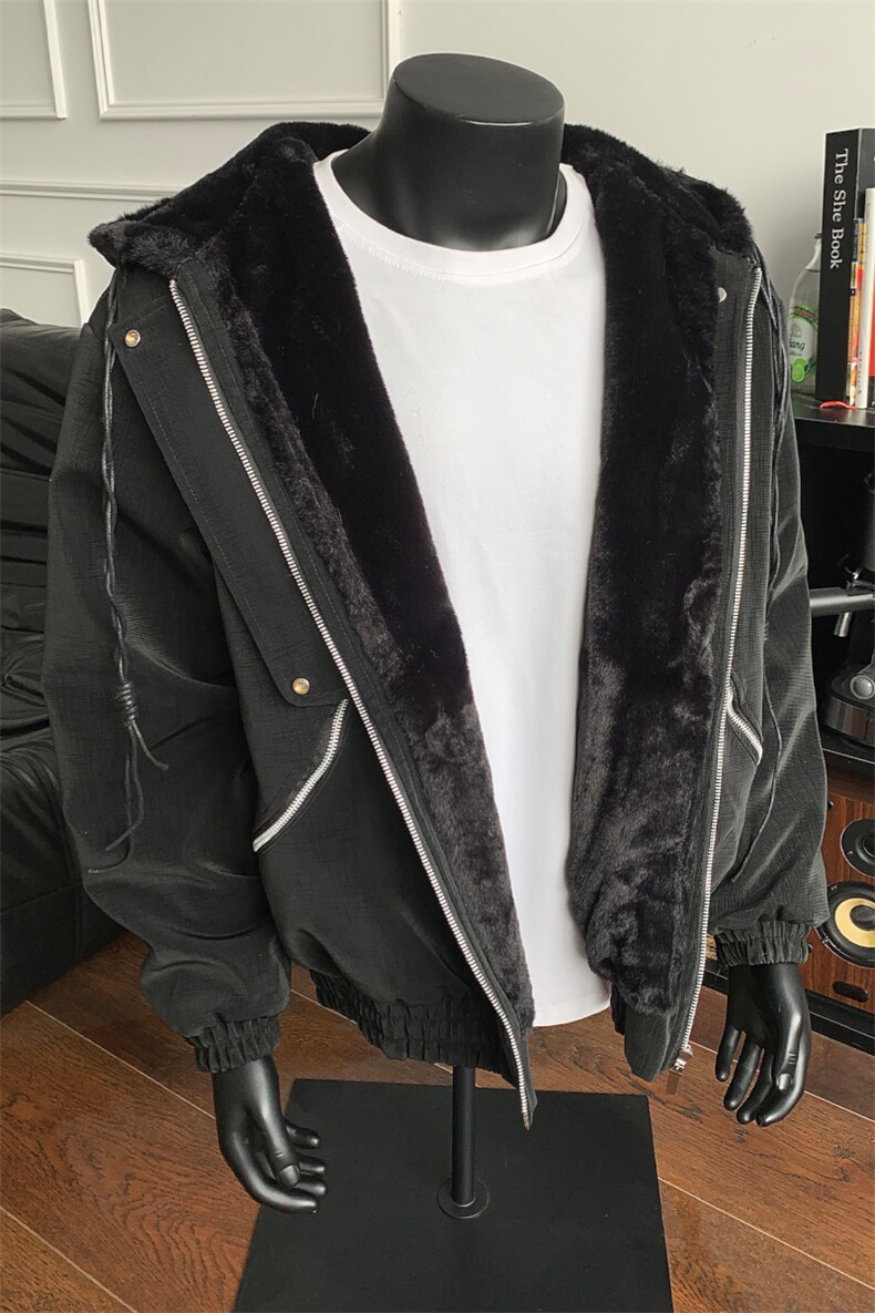 一体毛座山雕连帽棉服加厚保暖夹克冬季外套男XZ514-2-25108-P128,男装夹克,星座514-2(原B239)