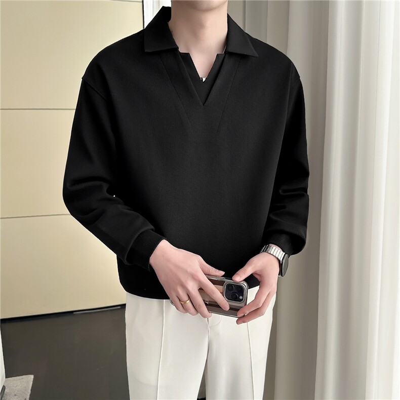 原版面料秋季新款卫衣男长袖polo衫假两件宽松外套W15P78控108,男装Polo衫,电商B276A