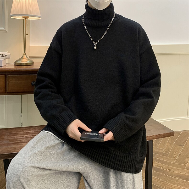 针织两翻纯色高领打底衫毛衣男A367MG03P45控68加绒P60控78,男装T恤,电商A367
