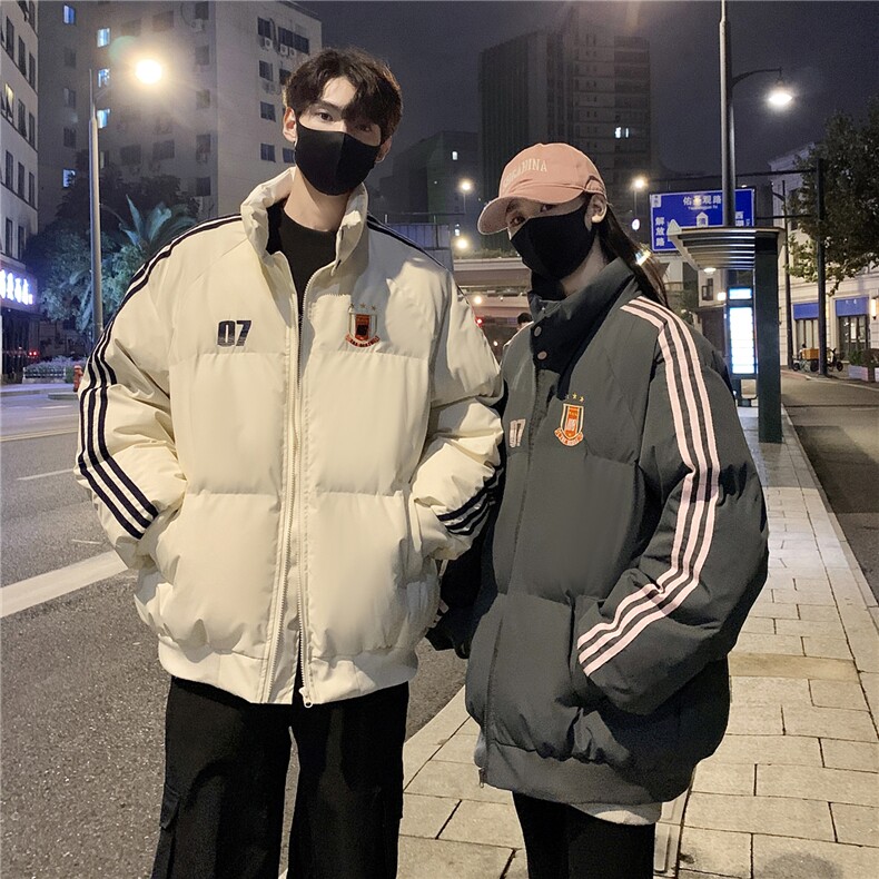 情侣冬装港风织带棉服刺绣logo棉衣休闲加厚外套男G1105P118,男装棉衣,电商A339