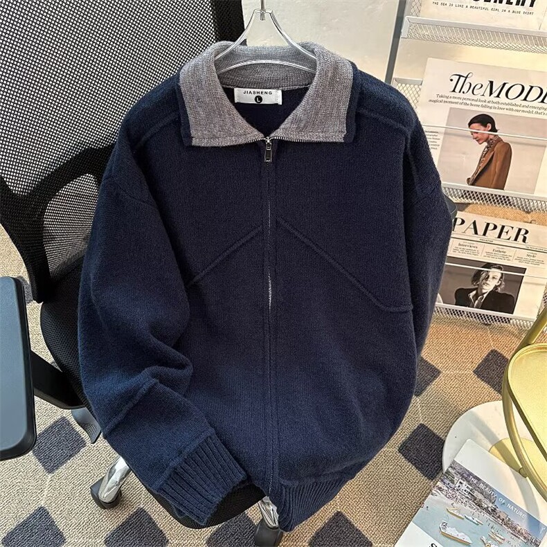 开衫毛衣外套男春秋户外休闲立领夹克上衣男款5612 P58图片