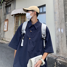夏季高级短袖衬衫男宽松休闲ins衬衣潮CS032-P38，男装衬衫，星座308B-1