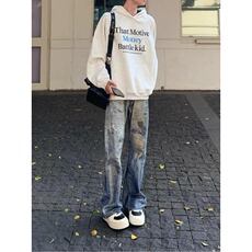 美式脏染微喇水洗高街男女牛仔裤513ACK2617P55，男装牛仔裤，星座513A