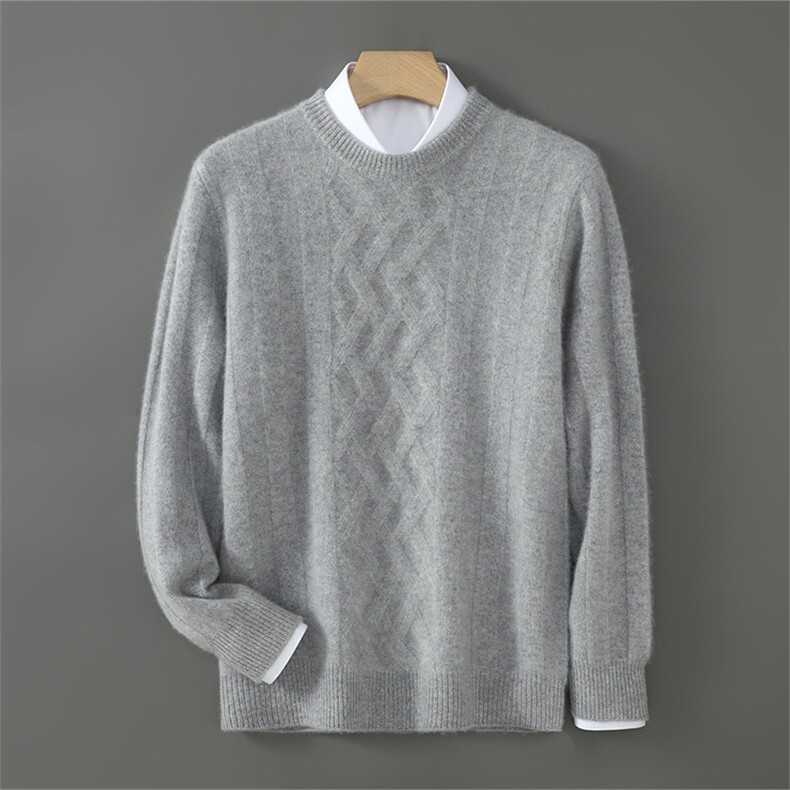 2024年秋季长袖时尚都市套头圆领纯色简约打底羊毛衫男装，男装羊毛衫，宇灿羊绒