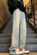 现货2024春秋款宽松水洗做旧直筒牛仔裤男-特P38-限价68，男装牛仔裤，星座310A-1