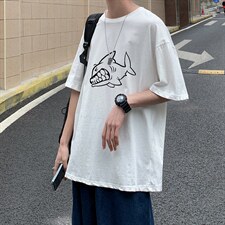 DX17041-P20 纯棉短袖t恤男大码半袖打底衫宽松体恤衫 港风图片