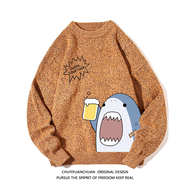 加厚加绒毛衣男大码毛线衣男针织衫M19137-P45加绒款-P65白底,男装针织衫/毛衣,电商A040A