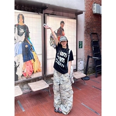 原宿时尚新款潮流迷彩工装裤长裤女宽松休闲裤NA6095-P63，男装工装外套，星座208-5