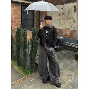 JY271-P62 新贵复古穿搭千鸟格领口夹克男宽松休闲翻领外套 网图图片