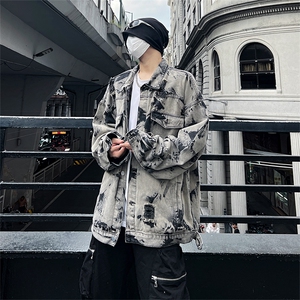 现货5千件 男女美式牛仔外套春扎染破坏牛仔衣高街夹克NT521P75图片