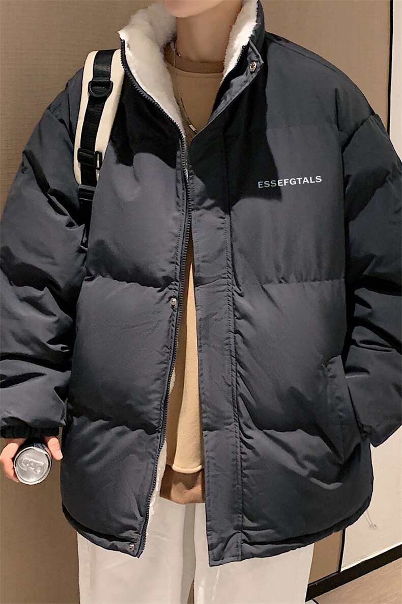 ！2023秋冬简约字母印花男士加绒棉衣立领棉服外套MY101特P78,男装棉衣,电商B220