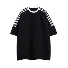 百搭复古织带短袖T恤男女夏款宽松拼接三条杠上衣纯棉GA1314P25，男装T恤，星座1013-5