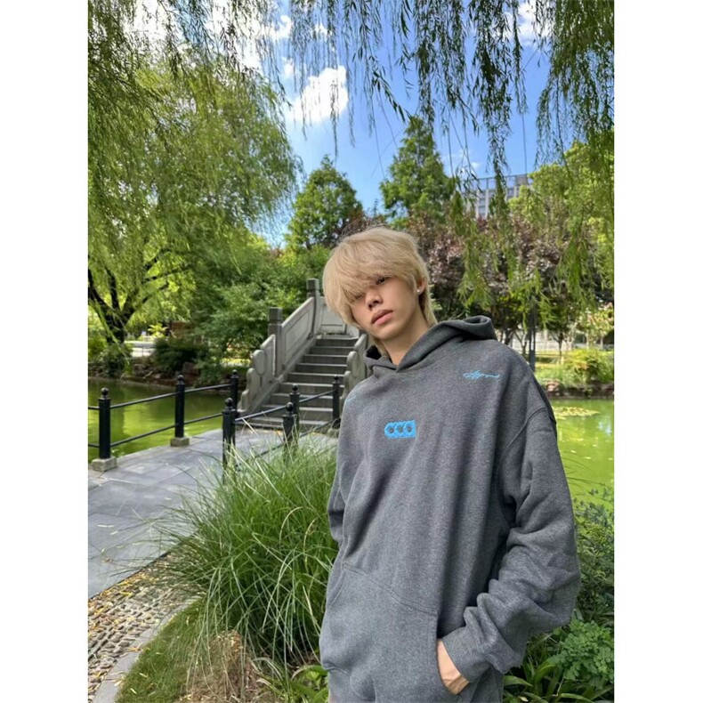 美式重磅华棉男秋冬季潮牌设计感刺绣卫衣高街痞帅情侣帽衫,男装卫衣,四季星座505