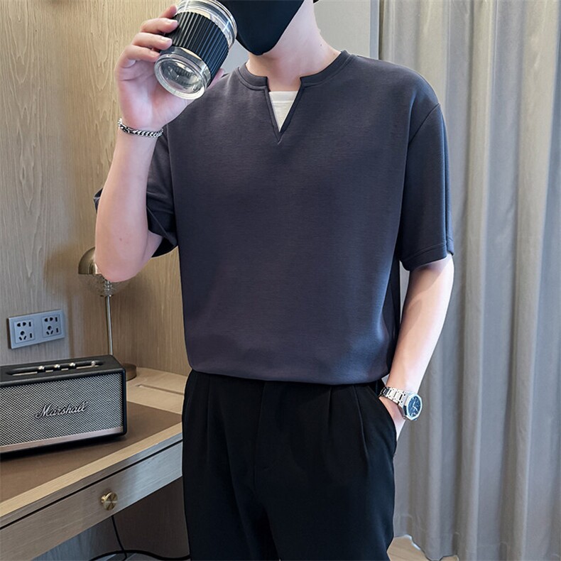 夏打底衫纯色百搭纯色圆领T恤短袖社会小伙A236-82558-特P38,男装T恤,电商A236