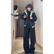 【有货】W1050CC-特P58重磅双拉链开衫卫衣男连帽硬挺外套，男装卫衣，星座1007（原301D）