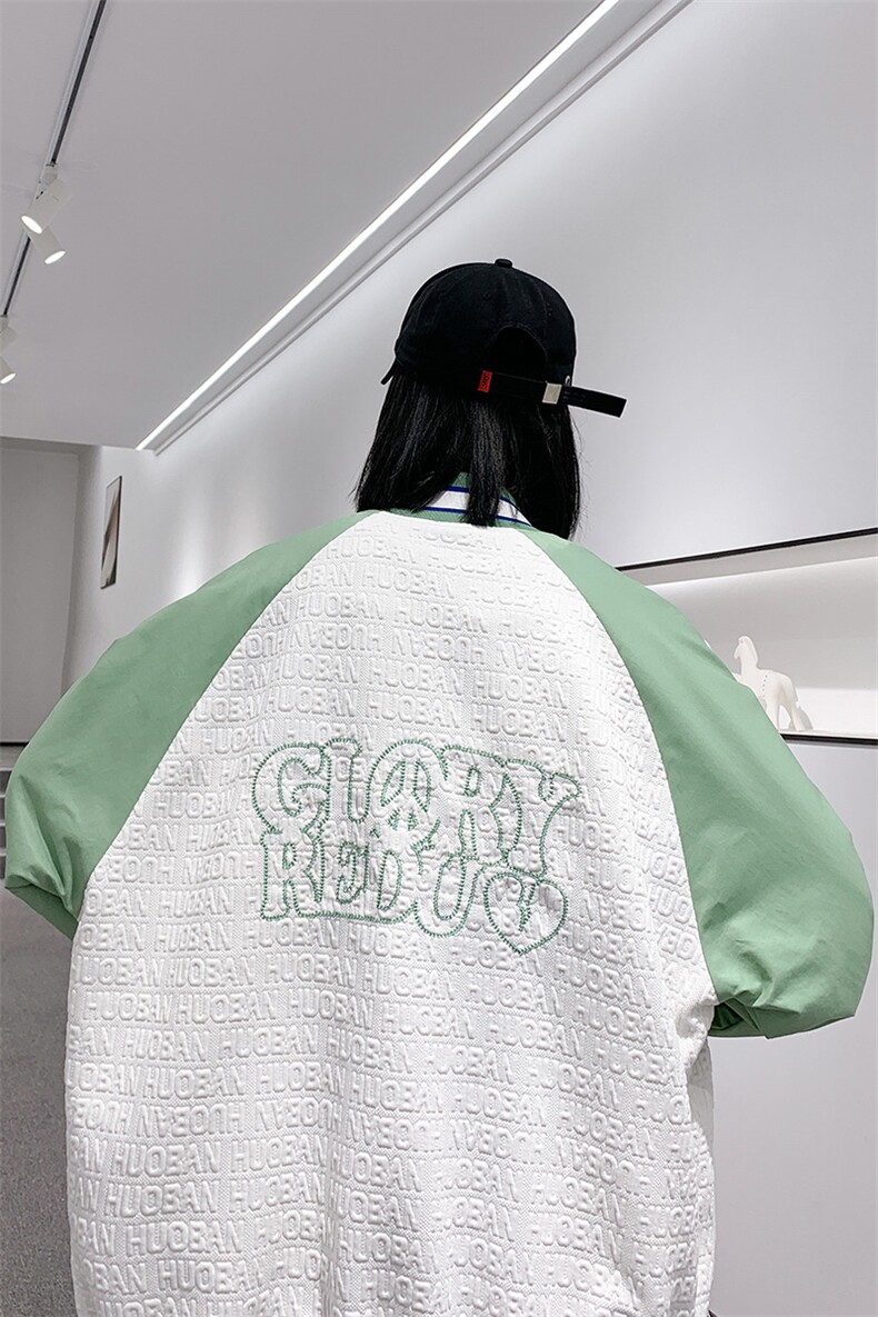 秋装新款宽松夹克棒球服男女同款中性风情侣款刺绣外套8013-P95,男装夹克,电商A441-1