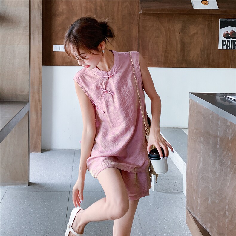 现货夏装新款新中式盘扣复古套装两件套2b114-2268P160K249,女装套装/套裙,网红馆