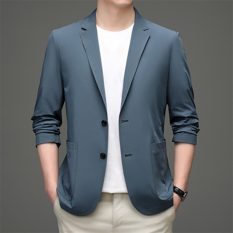 2023春夏新款男士休闲便西防晒服男装中年商务休闲单排扣西服薄款,男装西服,电商B212（原钱塘6029）