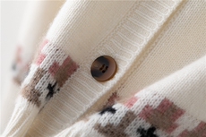 2025年秋季时尚百搭通勤简约休闲七针加厚圆领费尔岛开衫，女装羊绒衫，轩妮羊绒