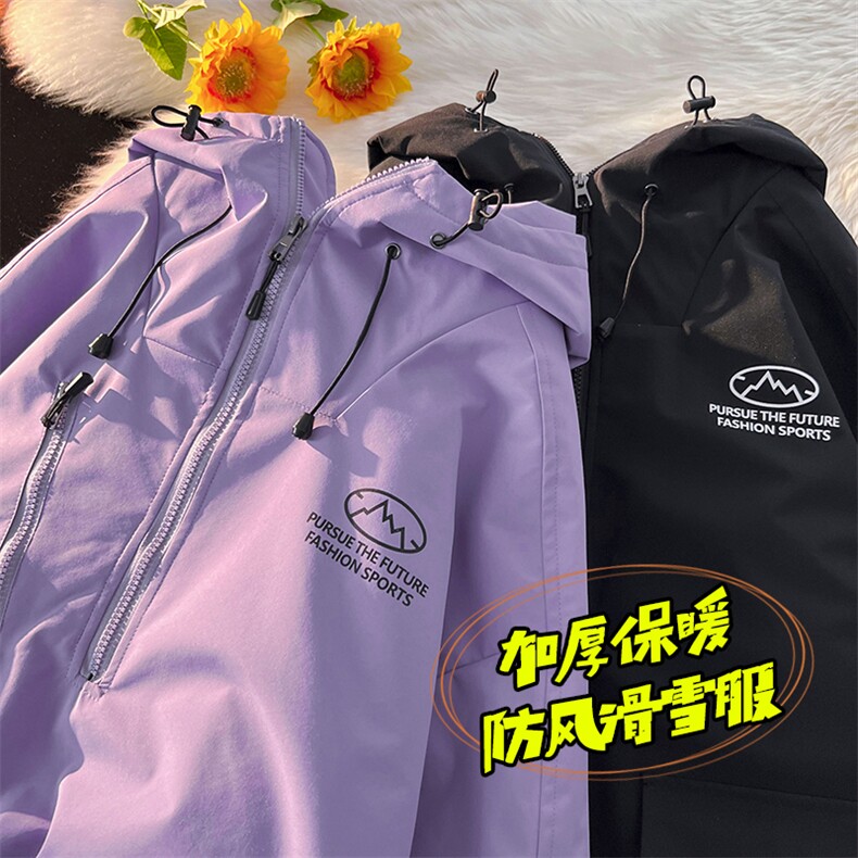 冬季时尚潮牌连帽防水保暖男女滑雪服加棉加厚棉服外套M33-P145,男装棉衣,电商A001-1