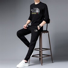 运动套装2023春季商务休闲圆领宽松T恤百搭运动服中年男装两件套,男装休闲套装,电商B212（原钱塘6029）