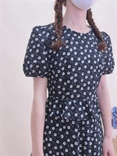 现货夏季新款纯印花连衣裙，女装连衣裙，蘑小菇