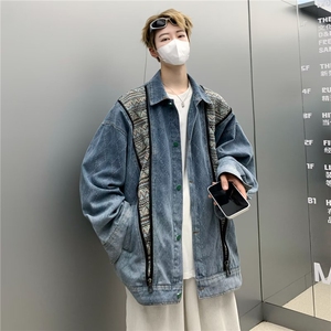 新款复古水洗民族牛仔外套潮牌男春秋款高级感古着夹克 JK8602图片