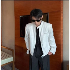 2025新款小众设计感编织格子小香风正肩夹克男短款夹克外套上衣，男装夹克，星座1210-1