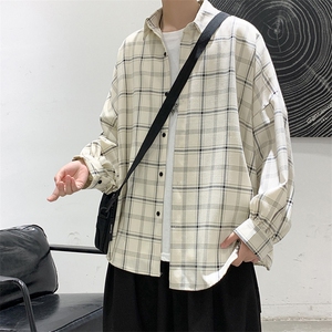 港风宽松格子衬衫男CC46-P45,长春附近旅游穿搭云南图片