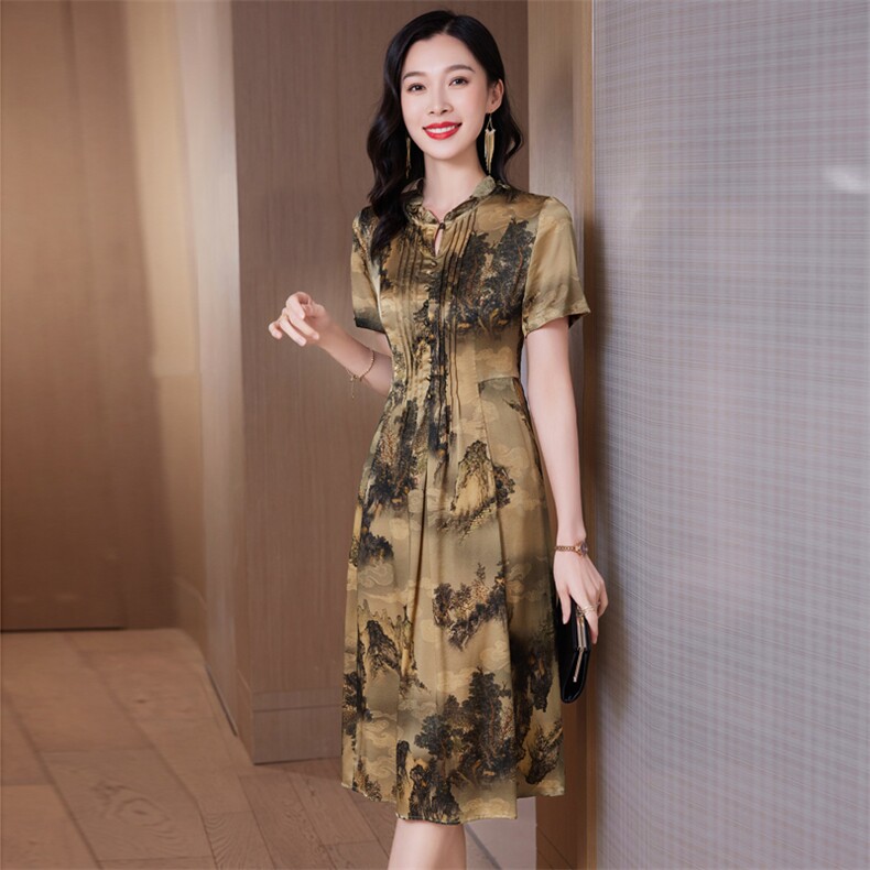 高级感超好看连衣裙女夏2025新款女装收腰显瘦气质碎花长裙子夏天,女装连衣裙,阿舍尔精品