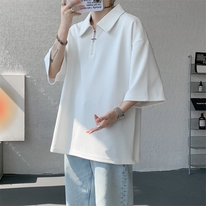 8XL-M半拉链短袖t恤特大码美式高街polo体恤衫翻领半袖DX1215/P35图片