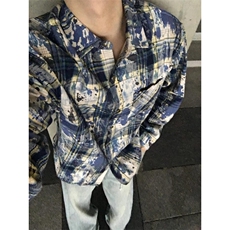 【有货】cleanfit扎染格子衬衫男设计感C3002LL-特P50，男装衬衫，星座1007（原301D）