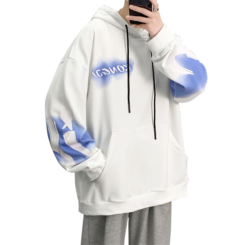 7XL-M2023春季新款白色连帽卫衣外套男休闲长袖上衣加肥加大码,男装卫衣,钱塘717(原712)