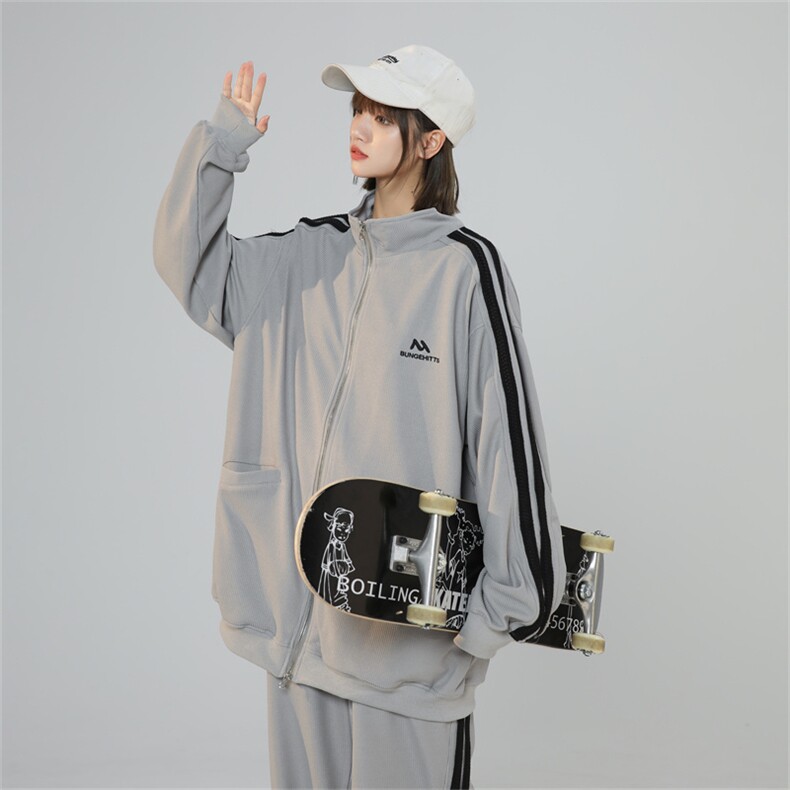 XZ301ATZ07中性撞色条纹学生休闲套装上衣P68控88裤子P50控68,男装休闲套装,星座301A