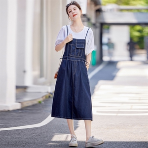 欧货休闲高级牛仔裙背带裤潮2024夏新款女减龄宽松显瘦吊带裙套装图片