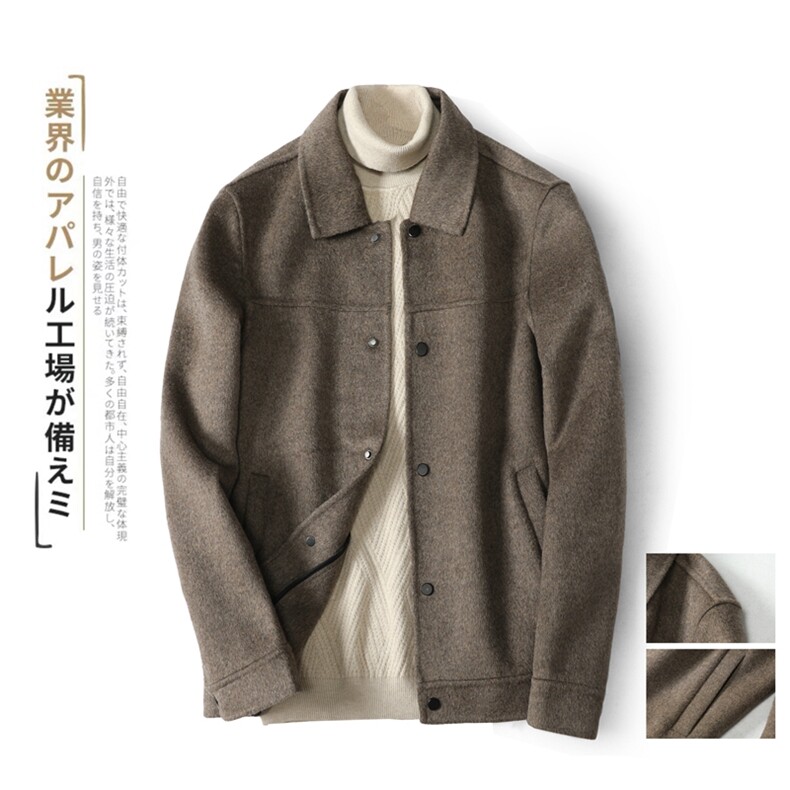 秋冬新款混色阿尔巴卡男士双面羊绒夹克外套毛呢大衣Y8820，男装毛呢大衣，电商D230