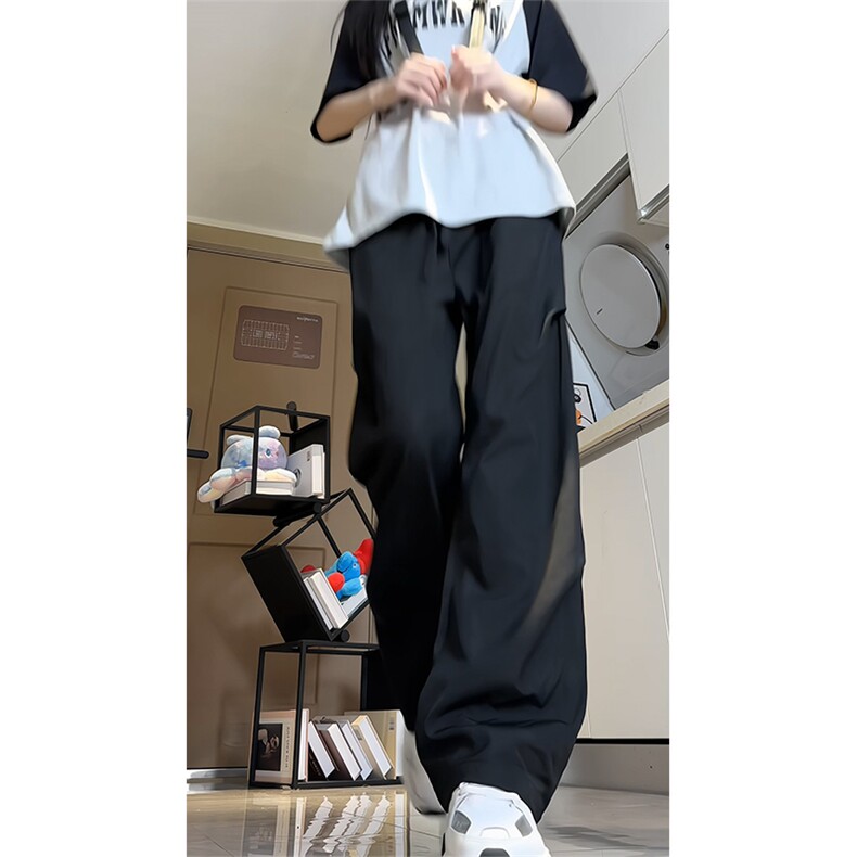 工装裤女2025夏季美式复古高腰直筒宽松阔腿速干运动休闲裤潮,女装休闲裤,电商A102