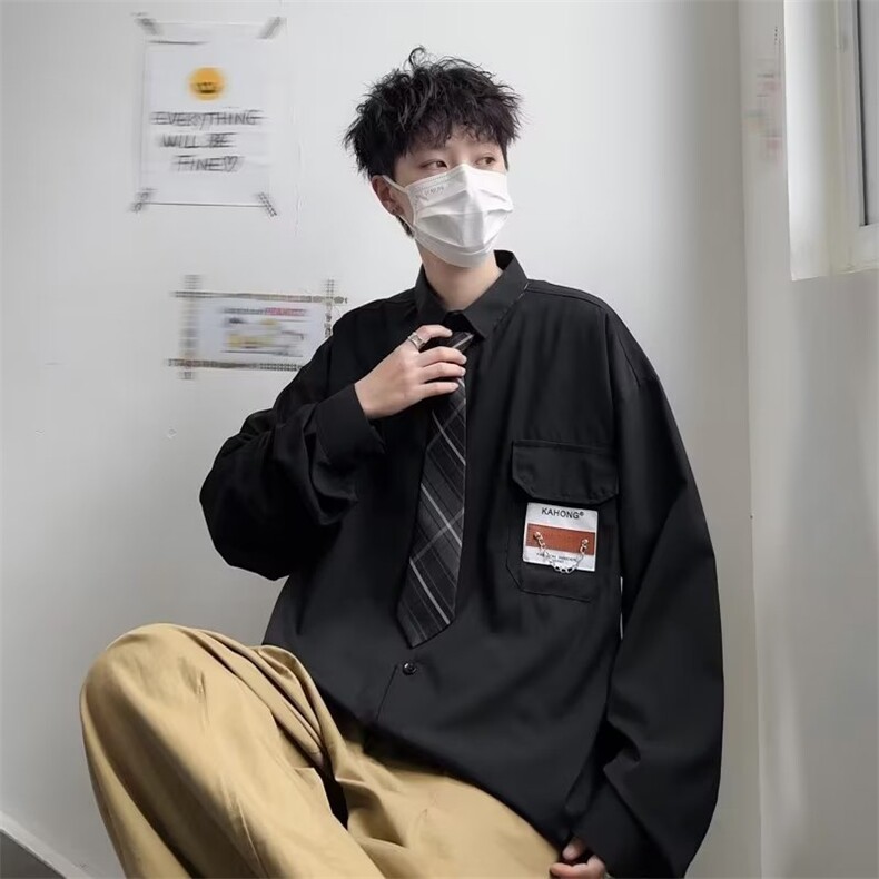 春秋季外套男痞帅宽松潮流休闲港风夹克简约褂子潮bf衬衣2229/P40,男装夹克,星座506