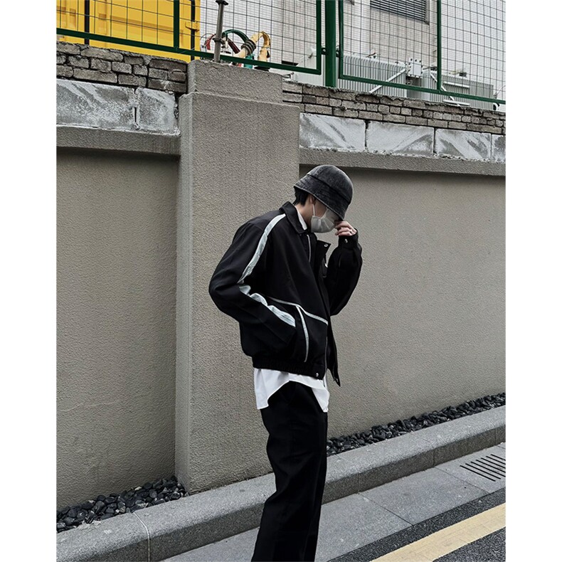 自家图，博主风cleanfit外套男短款撞色美式飞行员夹克JK2403-P85,男装夹克,星座1007（原301D）