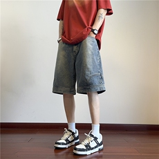2025美式高街夏季新款反穿水洗宽松牛仔短裤B315-K24085-特p35，男装牛仔裤，电商B315