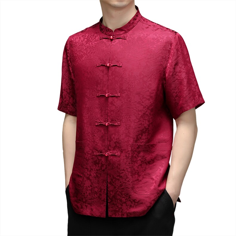 风男士复古休闲短袖t恤佛系唐装衣服2023夏季新款,男装民族服装,电商B212（原钱塘6029）