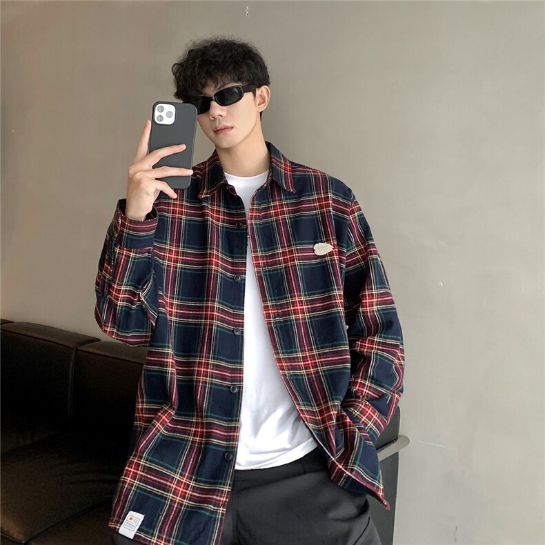 （片）2025秋装新款1经典格子休闲宽松衬衫ZC01-P45控68,男装衬衫,星座1315